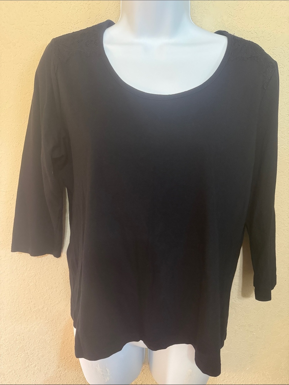 Talbots Black Scoop Neck Long Sleeve Top